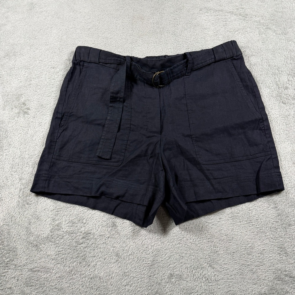 Aritzia Babaton Shorts Womens Medium Black Linen Blend Belted Utility Summer